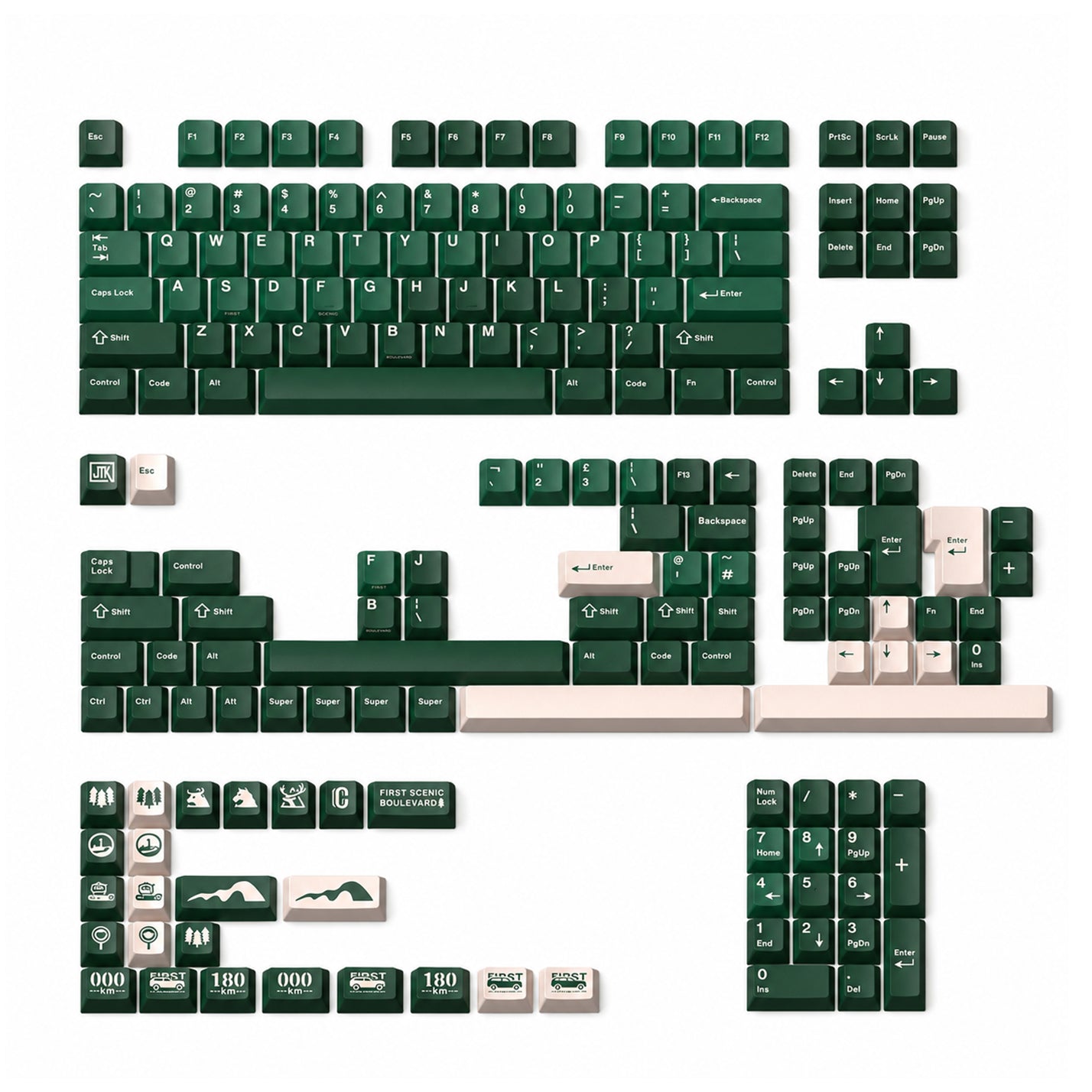 JTK First Scenic Boulevard Cherry Profile Doubleshot PBT&ABS Keycap Set