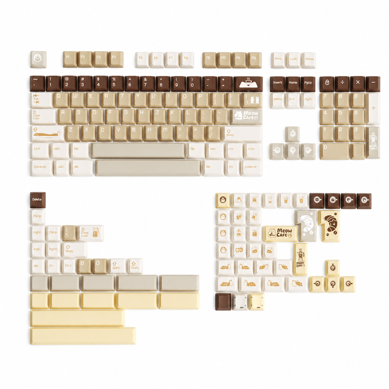 Keybyelab Cherry profile Meow cafe Dye-sub PBT keycaps with Transparent Keycaps