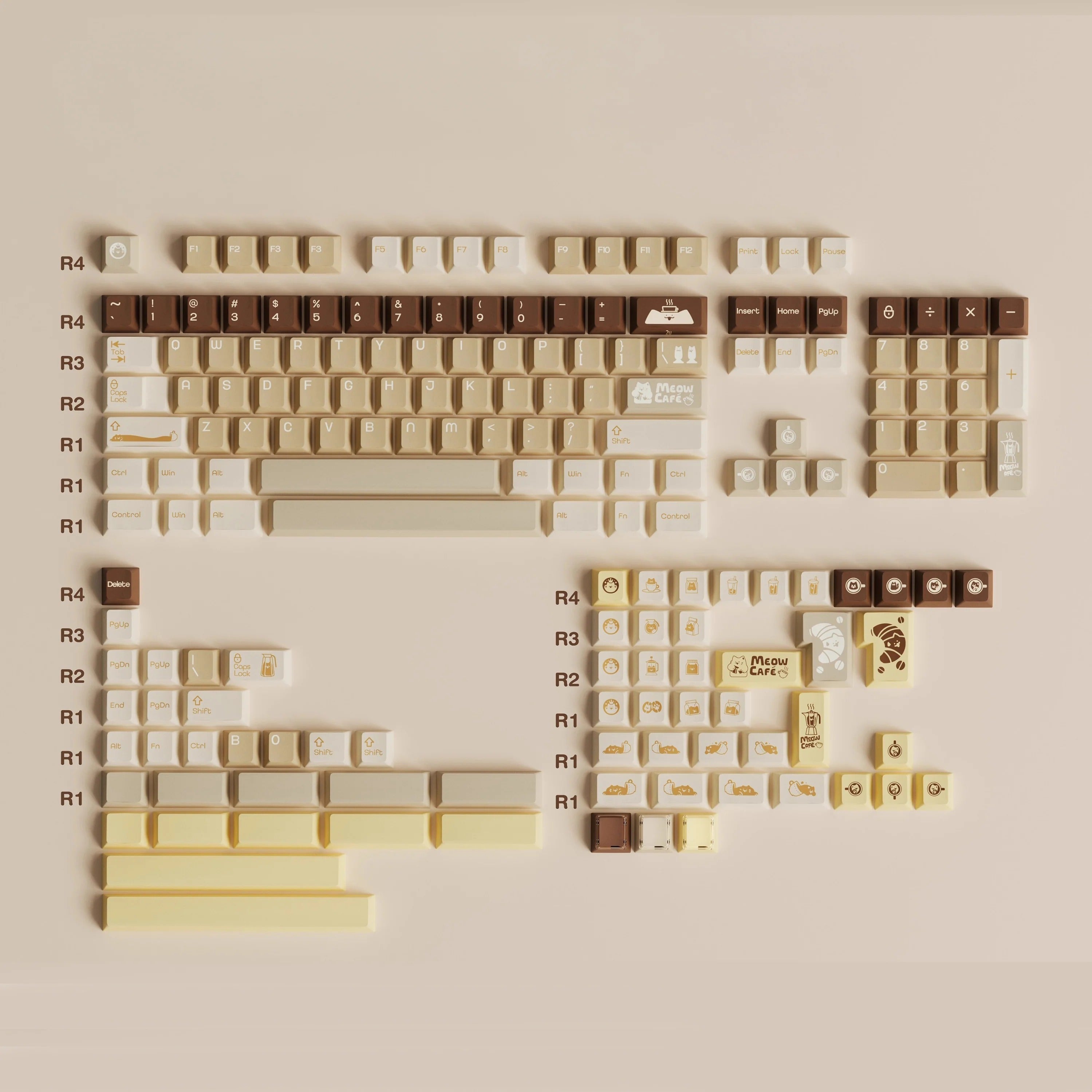 Keybyelab Cherry profile Meow cafe Dye-sub PBT keycaps with Transparent Keycaps
