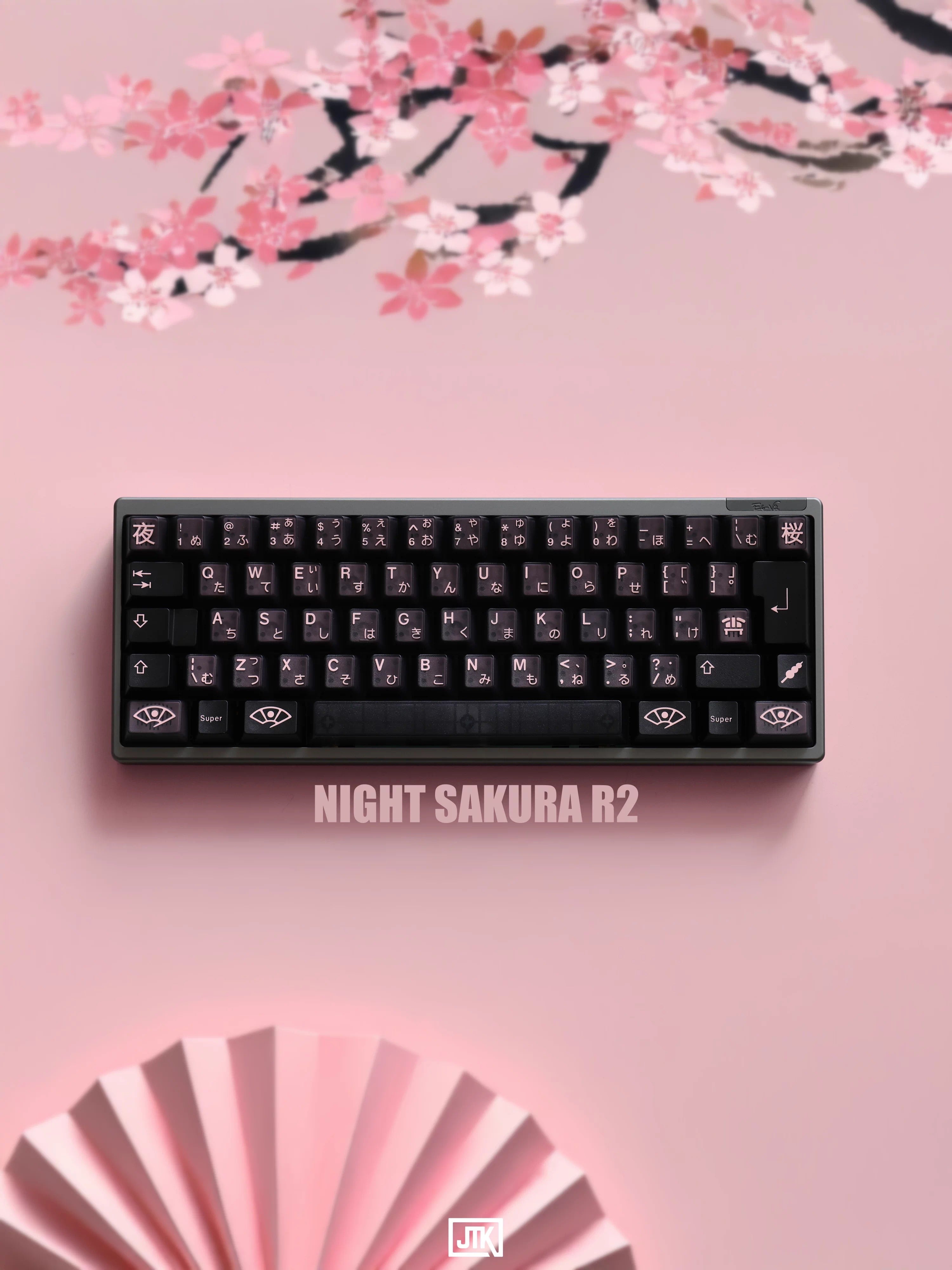 JTK NightSakura Cherry Profile Doubleshot+Tripleshot PBT&ABS Keycap Set