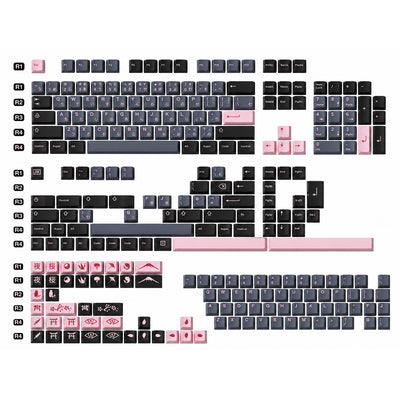 JTK NightSakura Cherry Profile Doubleshot+Tripleshot PBT&ABS Keycap Set