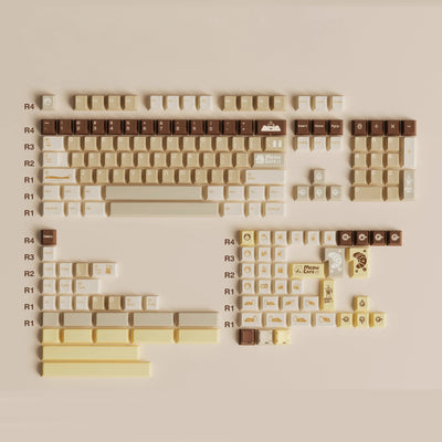 Keybyelab Cherry profile Meow cafe Dye-sub PBT keycaps with Transparent Keycaps